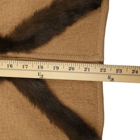 Lisa International Wool Vest Mock Neck Knit Top Set M Faux Fur Trim Brown Tan - Picture 5 of 16